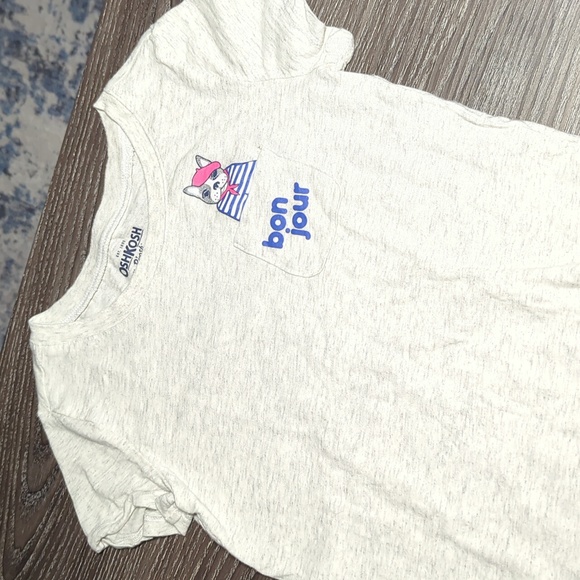 French Bulldog Oshkosh Shirt Heather Grey Girls 6/6X - Picture 1 of 12